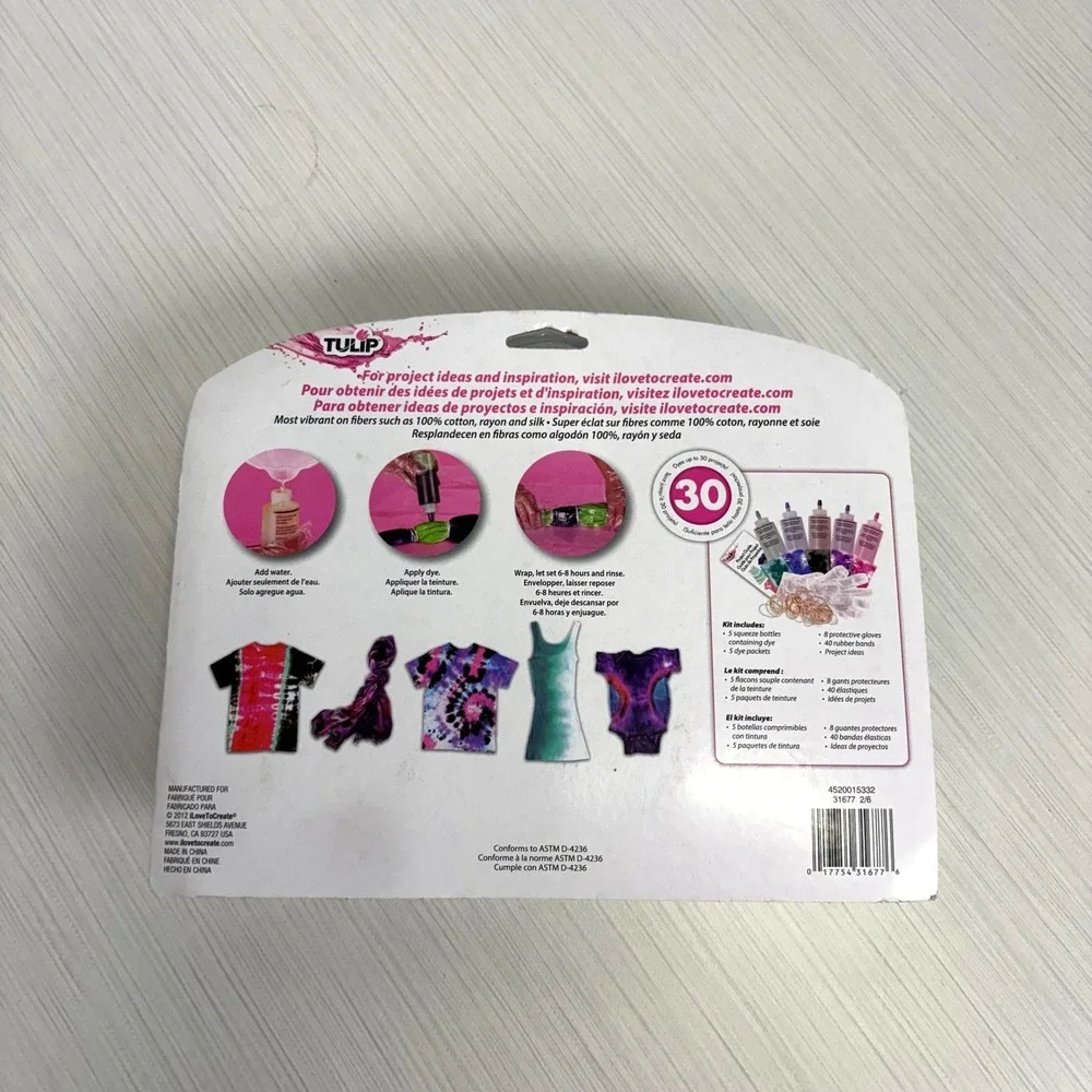 Tulip One-Step Tie-Dye Kit 5 Colors 1.66 oz 5 Refill Packets - 59 Pieces NEW